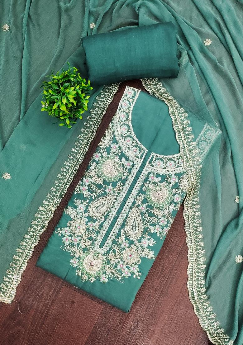 Green Printed Cotton Kurta Set - Indya