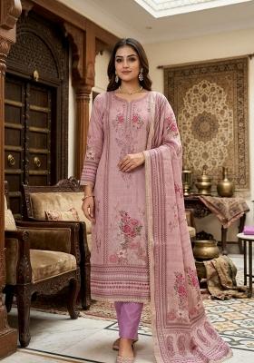Purple Printed Viscose Kurta Set