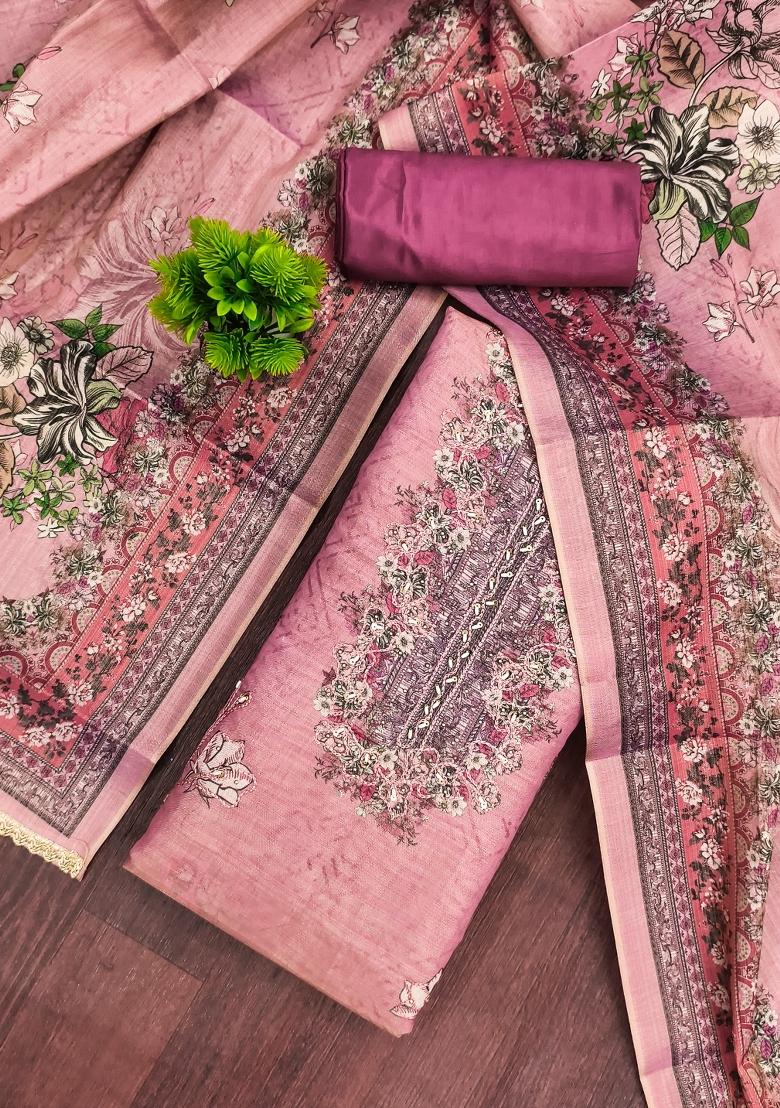 Purple Printed Viscose Kurta Set - Indya