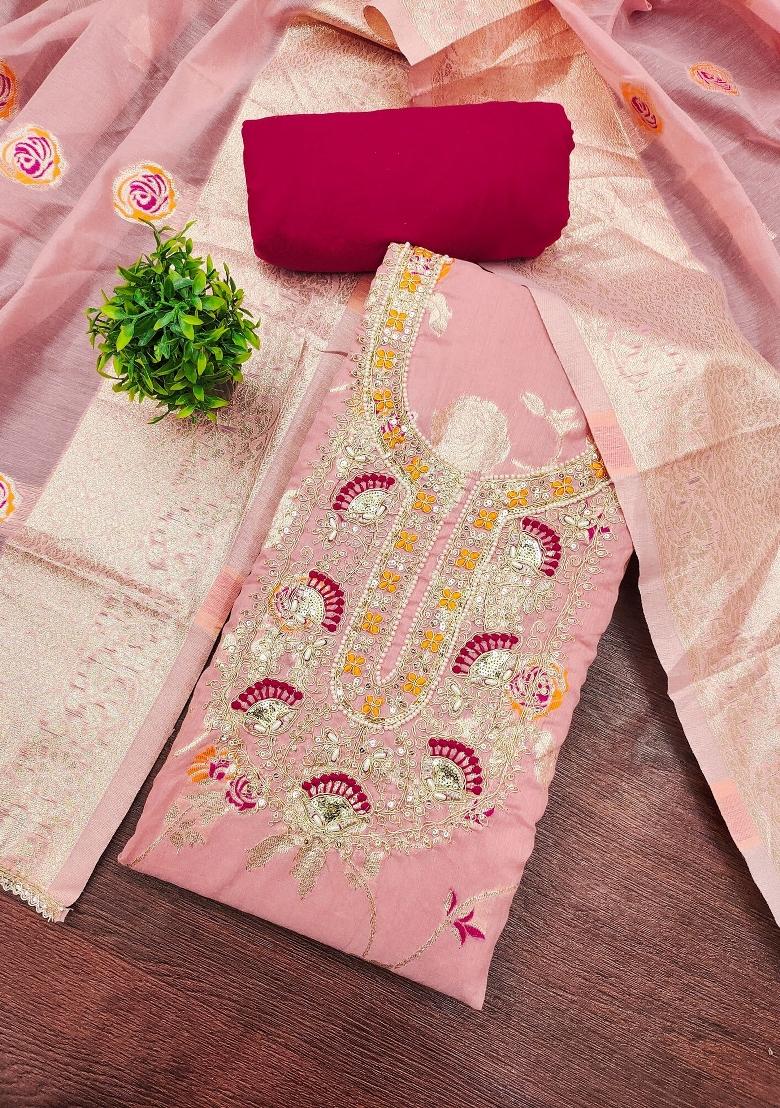 Pink Printed Cotton Kurta Set - Indya