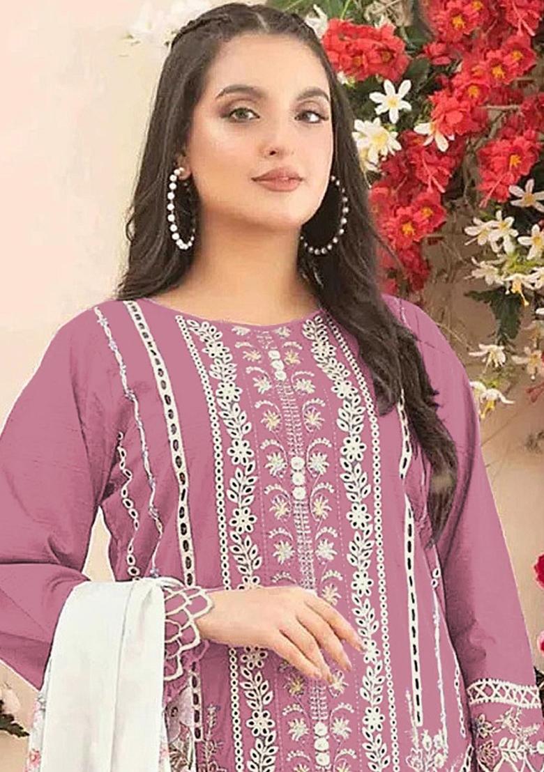 Pink Printed Cotton Kurta Set - Indya