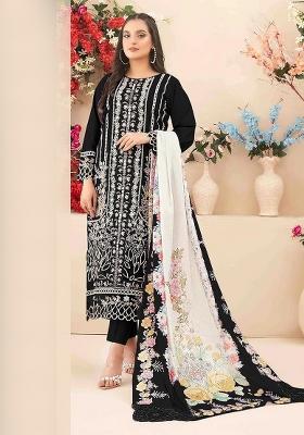 Black Printed Cotton Kurta Set