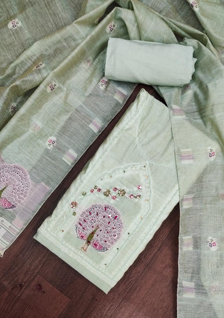 Grey Embroidery Cotton Kurta Set - Indya
