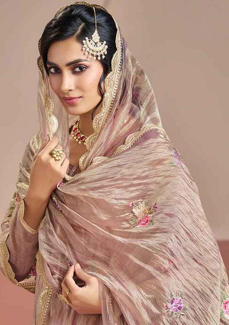 Pink Embroidery Silk Kurta Set - Indya