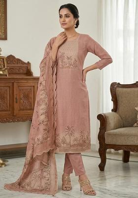 Pink Printed Cotton Kurta Set