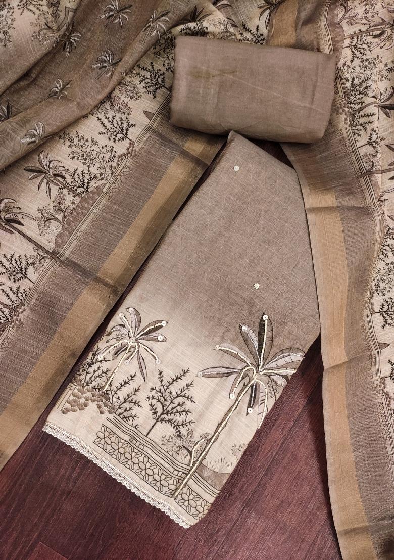 Brown Printed Cotton Kurta Set - Indya