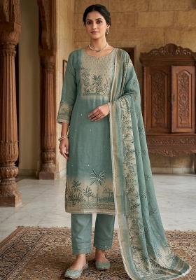 Blue Printed Cotton Kurta Set