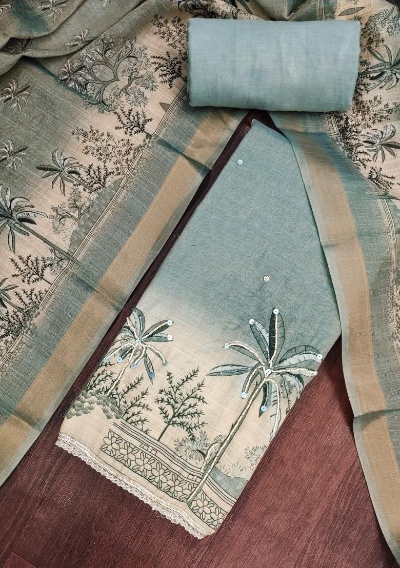 Blue Printed Cotton Kurta Set - Indya
