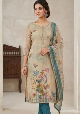 Blue Printed Cotton Kurta Set