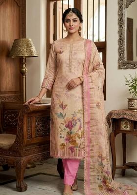 Pink Printed Cotton Kurta Set