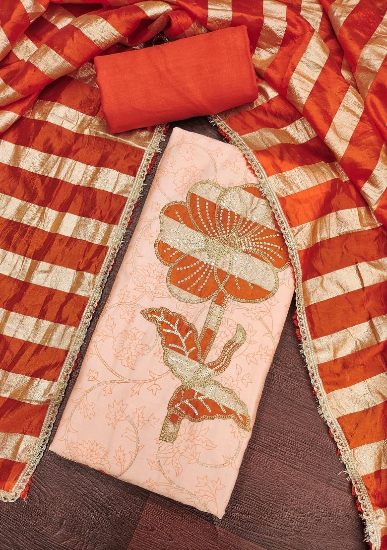 Red Embroidery Cotton Kurta Set - Indya
