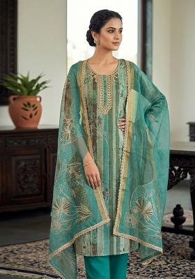Sea Green Embroidery Cotton Kurta Set