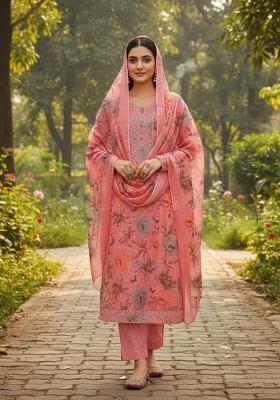 Pink Printed Cotton Kurta Set