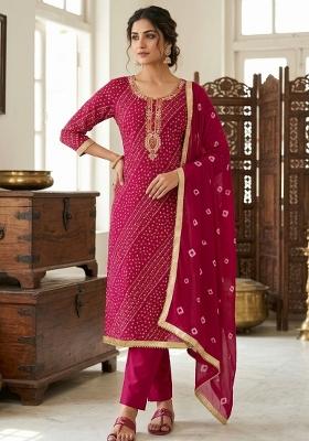 Pink Printed Cotton Kurta Set