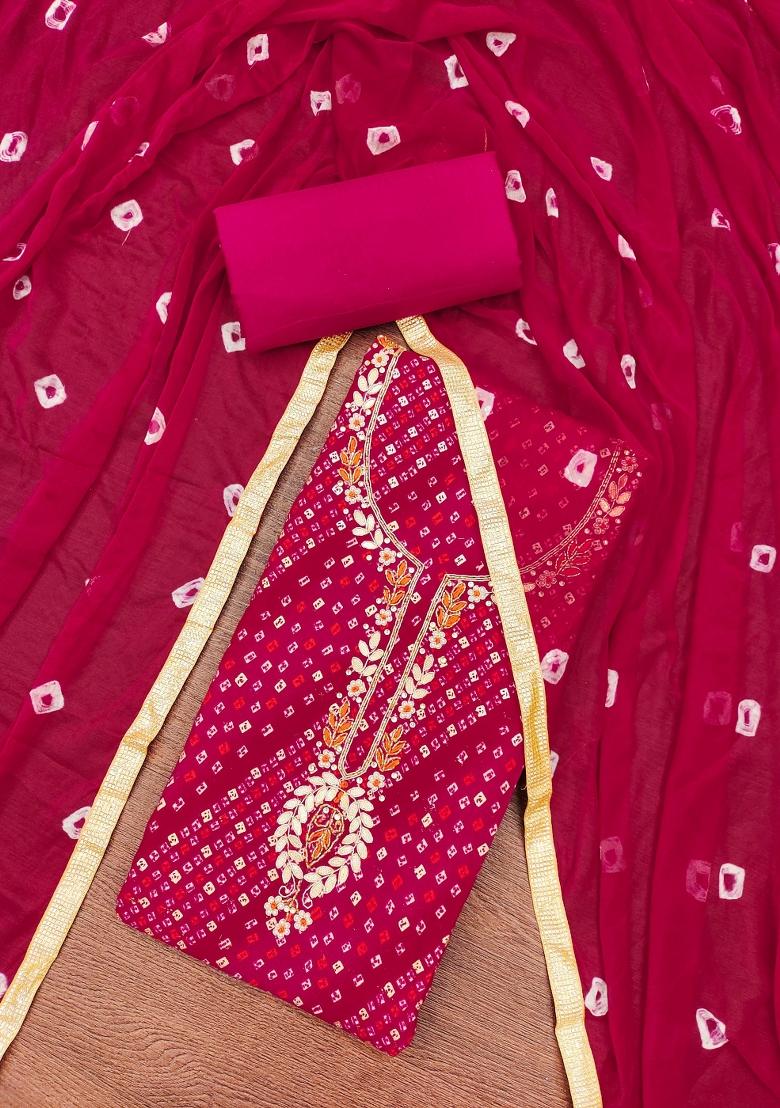Pink Printed Cotton Kurta Set - Indya