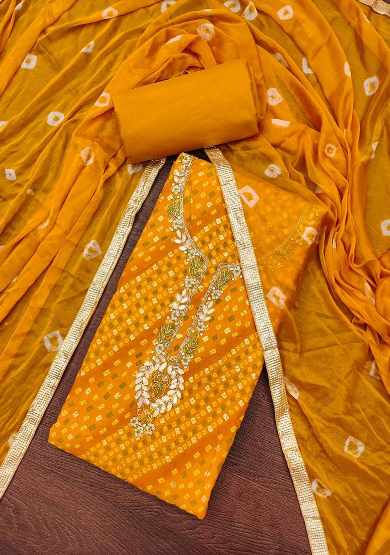 Yellow Printed Cotton Kurta Set - Indya