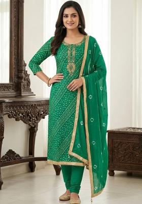 Green Printed Cotton Kurta Set
