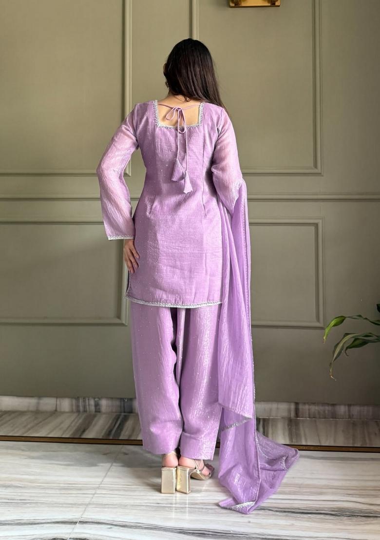 Teal Embroidery Georgette Kurta Set - Indya