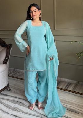 Brown Embroidery Georgette Kurta Set