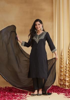 Mustard Printed Cotton Kurta Set