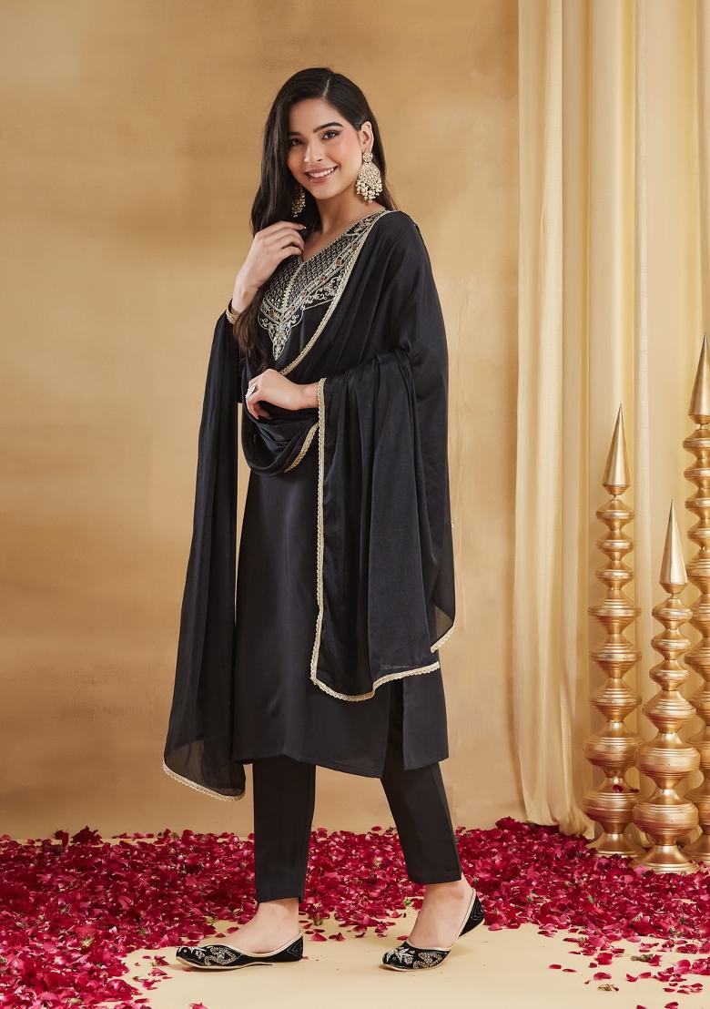 Mustard Printed Cotton Kurta Set - Indya