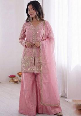 Pink Printed Cotton Kurta Set