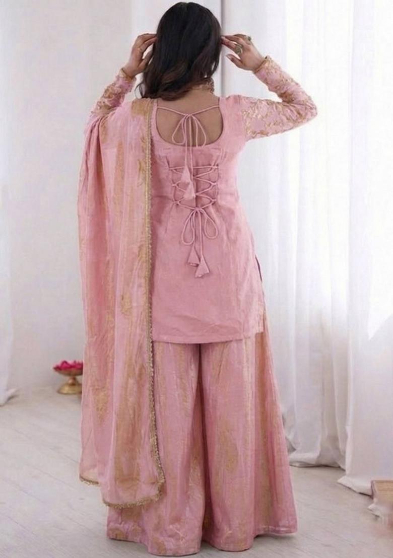 Pink Printed Cotton Kurta Set - Indya