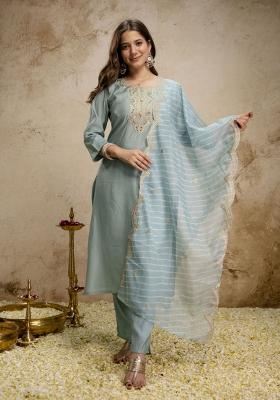 Black Embroidery Tissue Kurta Set