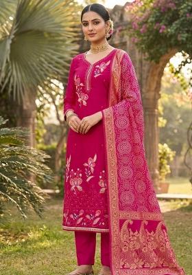 Magenta Embroidered Georgette Kurta Set