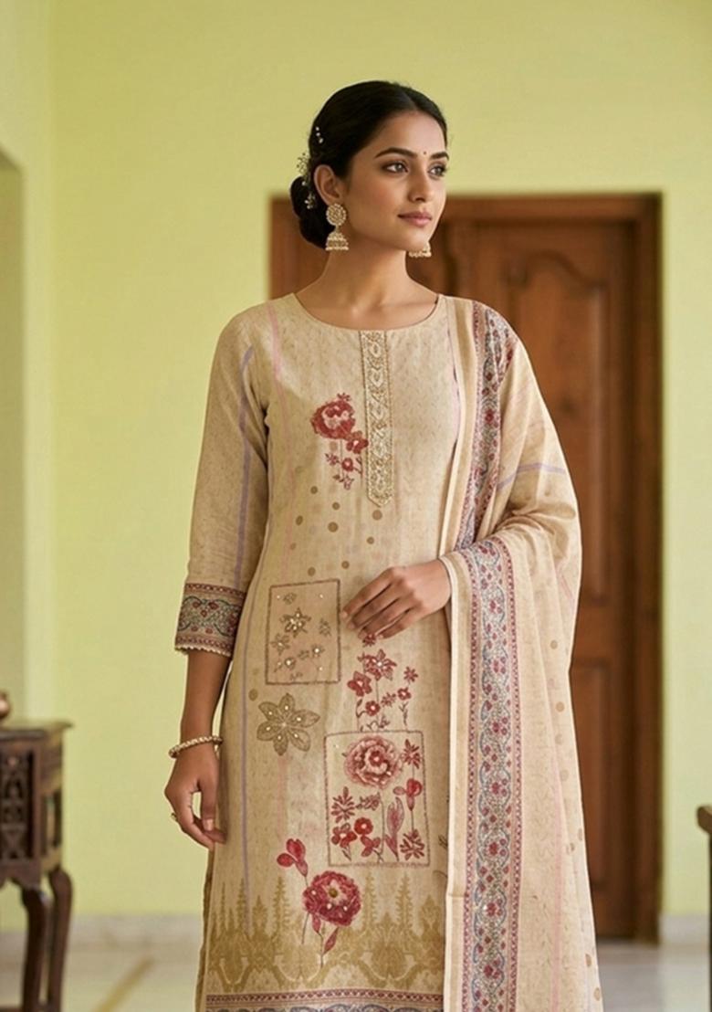 Multicolor Printed Cotton Kurta Set - Indya