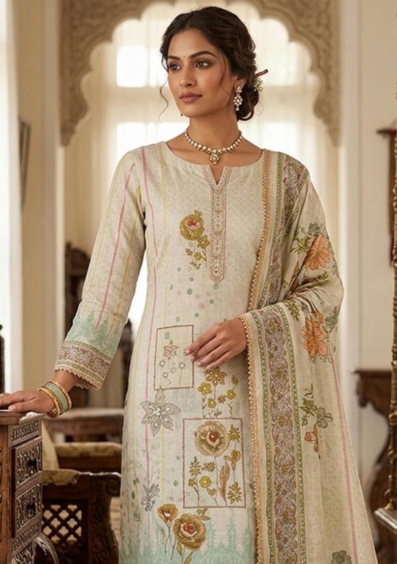 Multicolor Printed Cotton Kurta Set - Indya