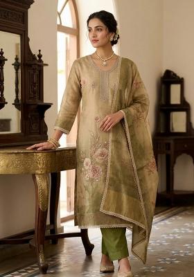 Multicolor Printed Silk Kurta Set