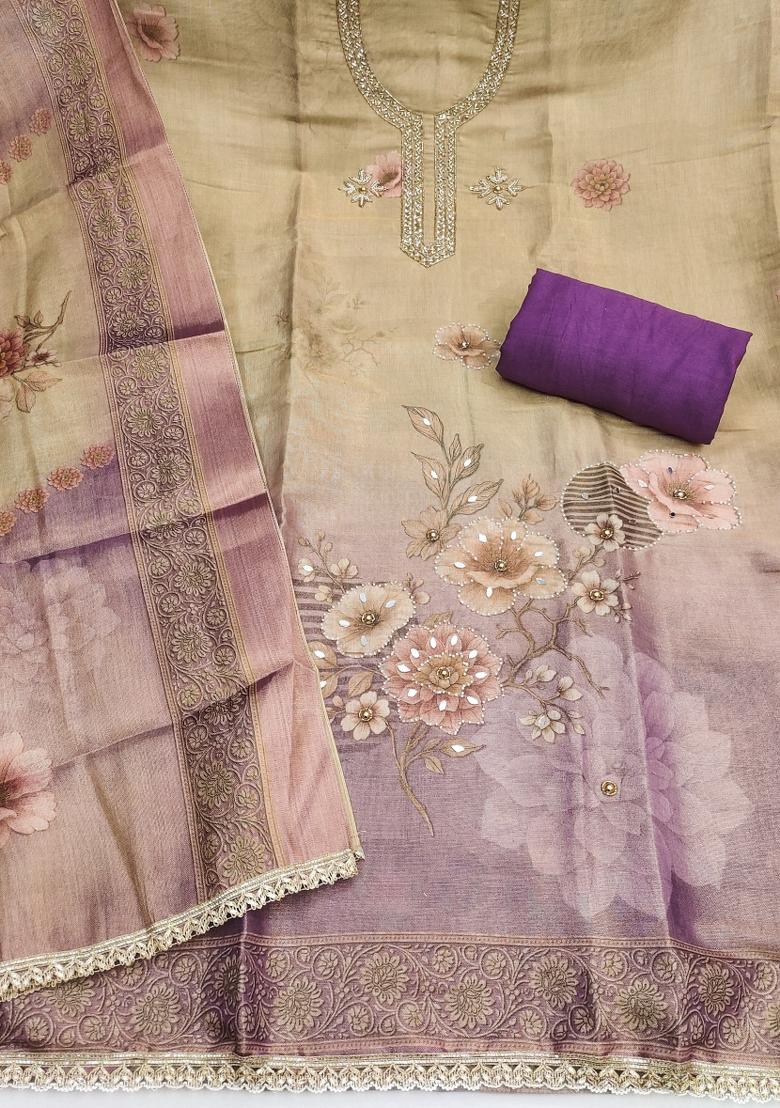 Multicolor Printed Silk Kurta Set - Indya