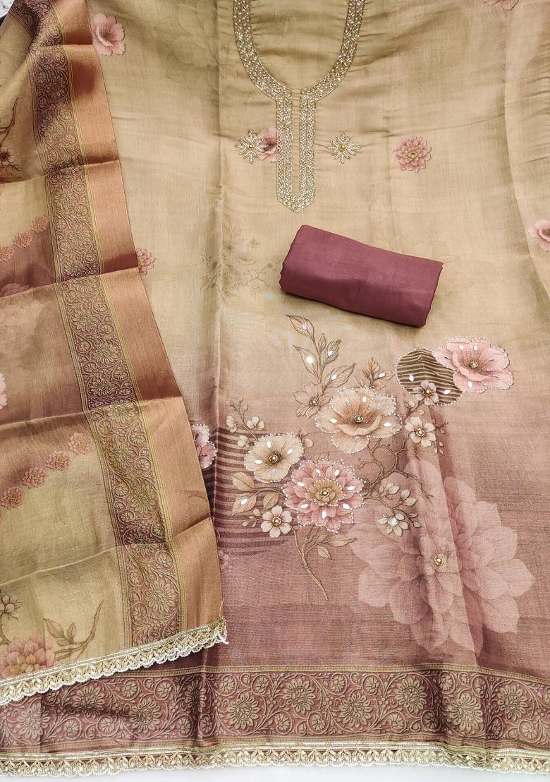 Multicolor Printed Silk Kurta Set - Indya