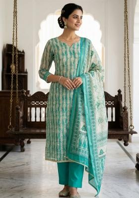 Multicolor Printed Cotton Kurta Set