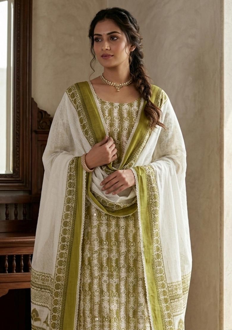 Multicolor Printed Cotton Kurta Set - Indya