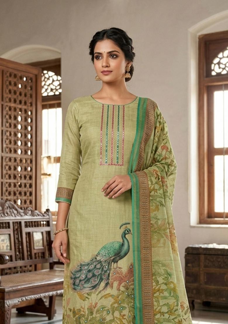 Multicolor Printed Cotton Kurta Set - Indya