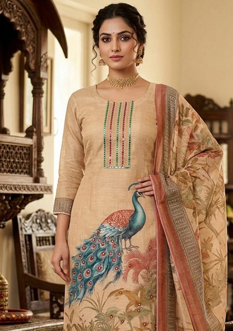 Multicolor Printed Cotton Kurta Set - Indya
