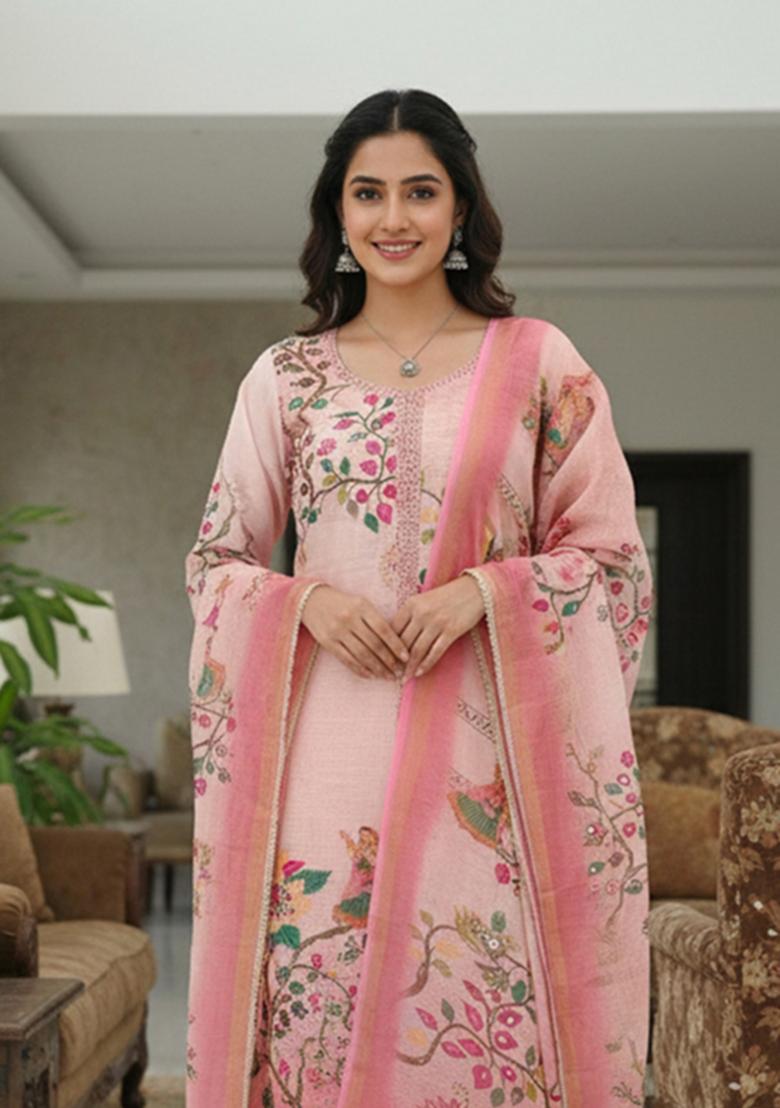 Multicolor Printed Cotton Kurta Set - Indya