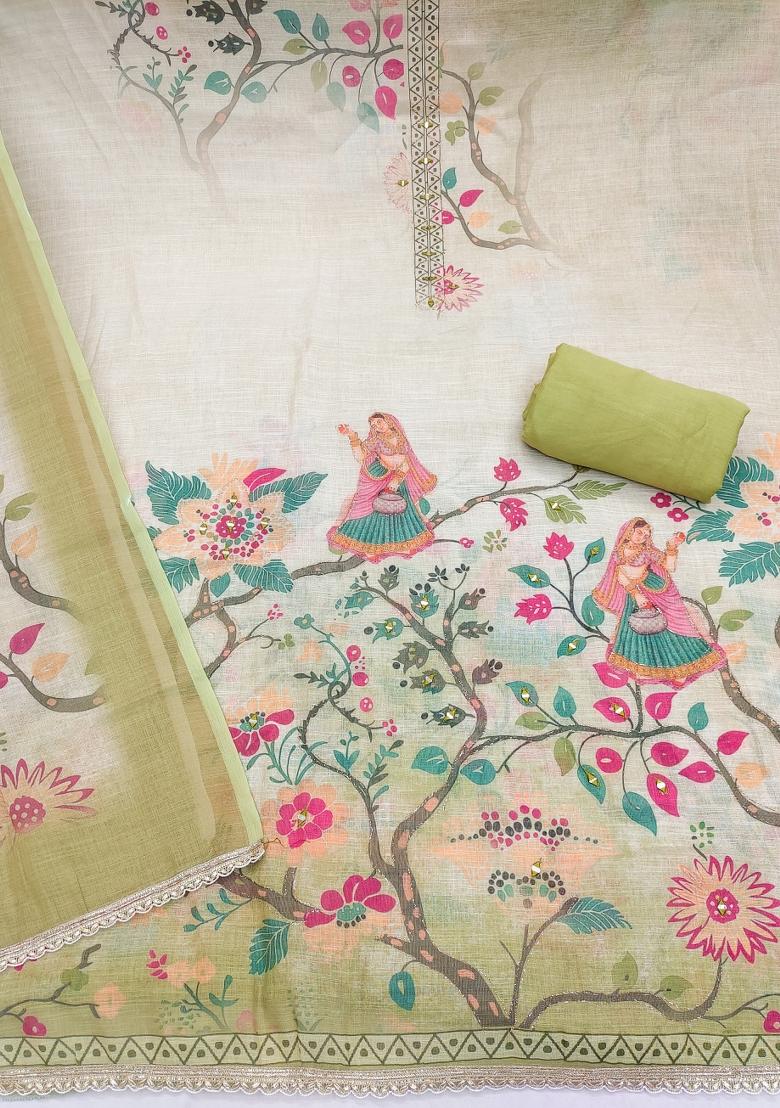 Multicolor Printed Cotton Kurta Set - Indya