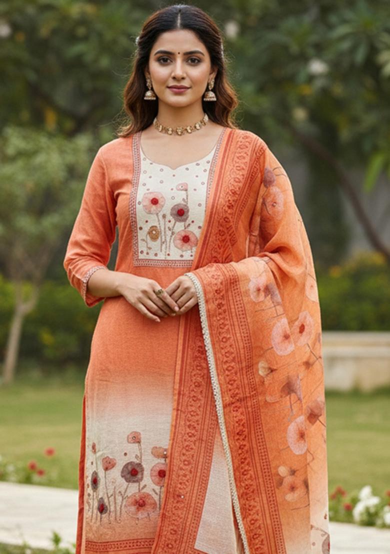Multicolor Printed Cotton Kurta Set - Indya