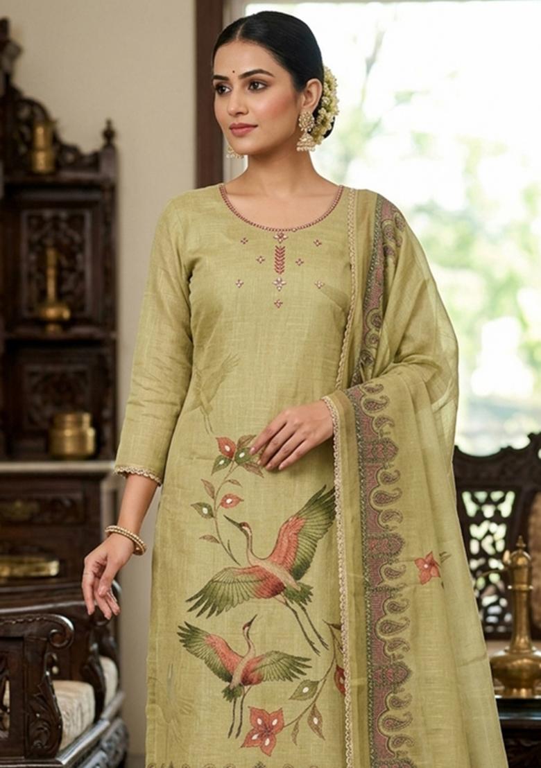 Multicolor Printed Cotton Kurta Set - Indya