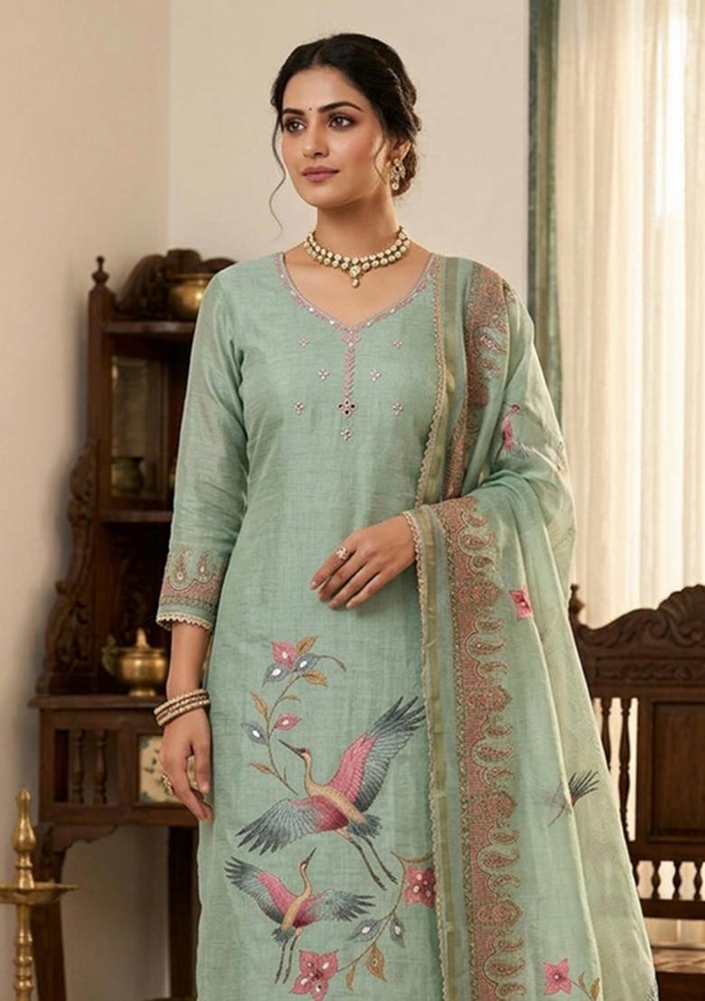 Multicolor Printed Cotton Kurta Set - Indya