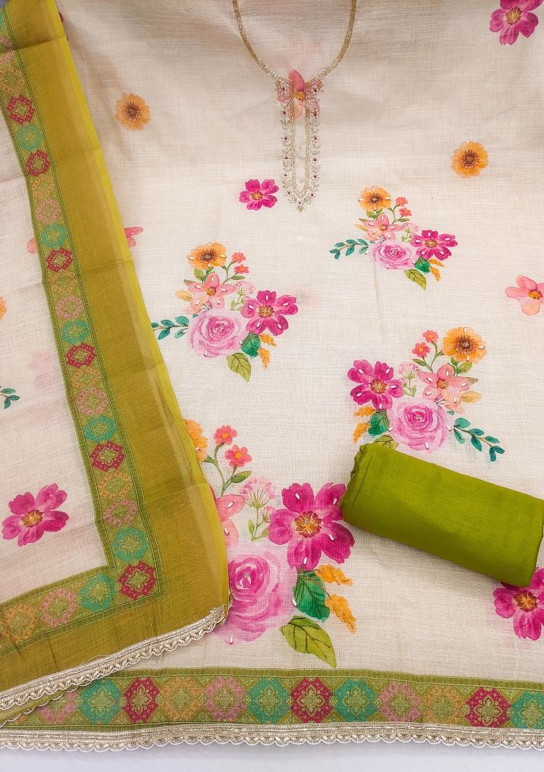 Pink Printed Cotton Kurta Set - Indya