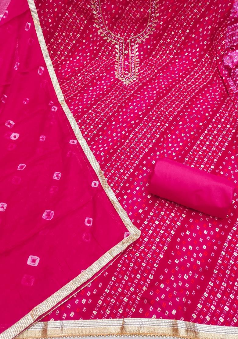 Pink Printed Cotton Kurta Set - Indya