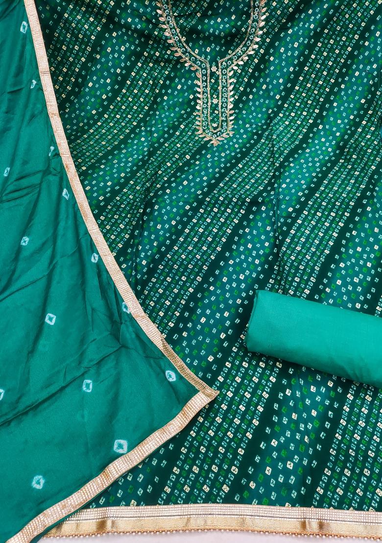 Sea Green Printed Cotton Kurta Set - Indya