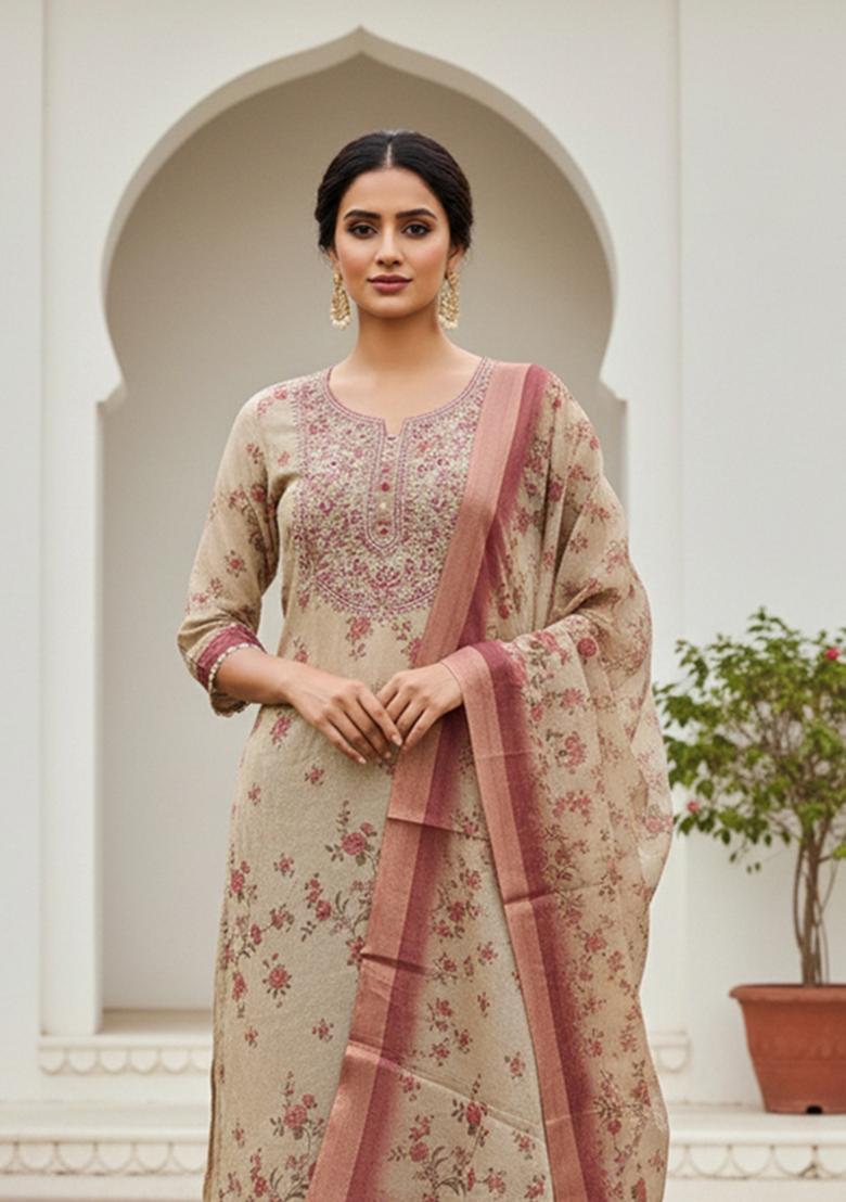 Multicolor Printed Cotton Kurta Set - Indya