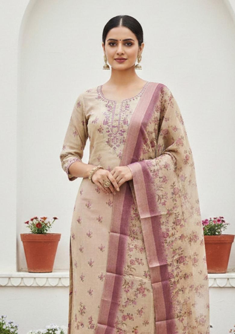Multicolor Printed Cotton Kurta Set - Indya