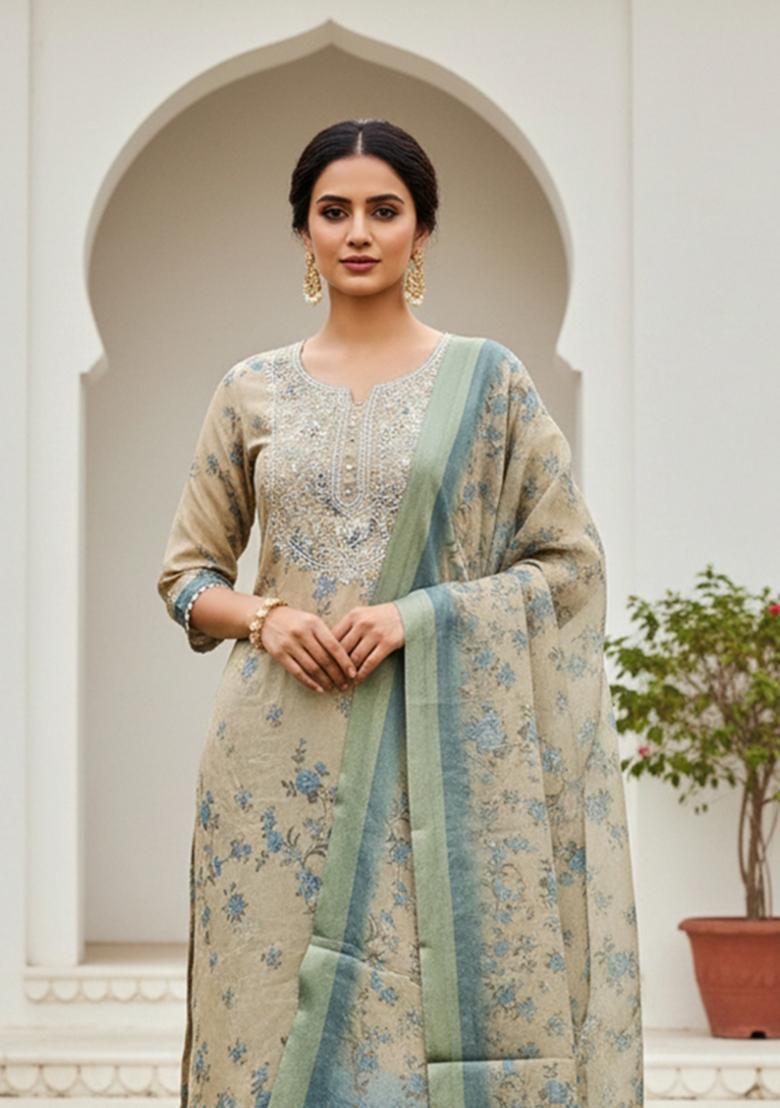 Multicolor Printed Cotton Kurta Set - Indya