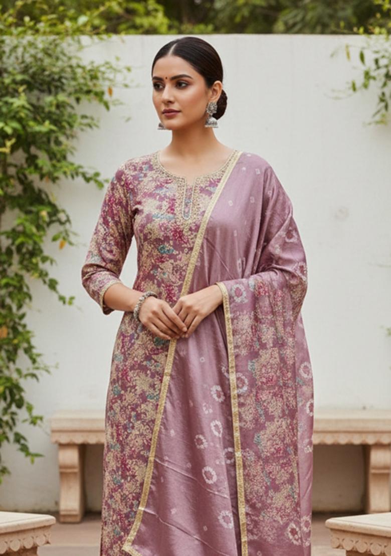 Multicolor Printed Modal Kurta Set - Indya